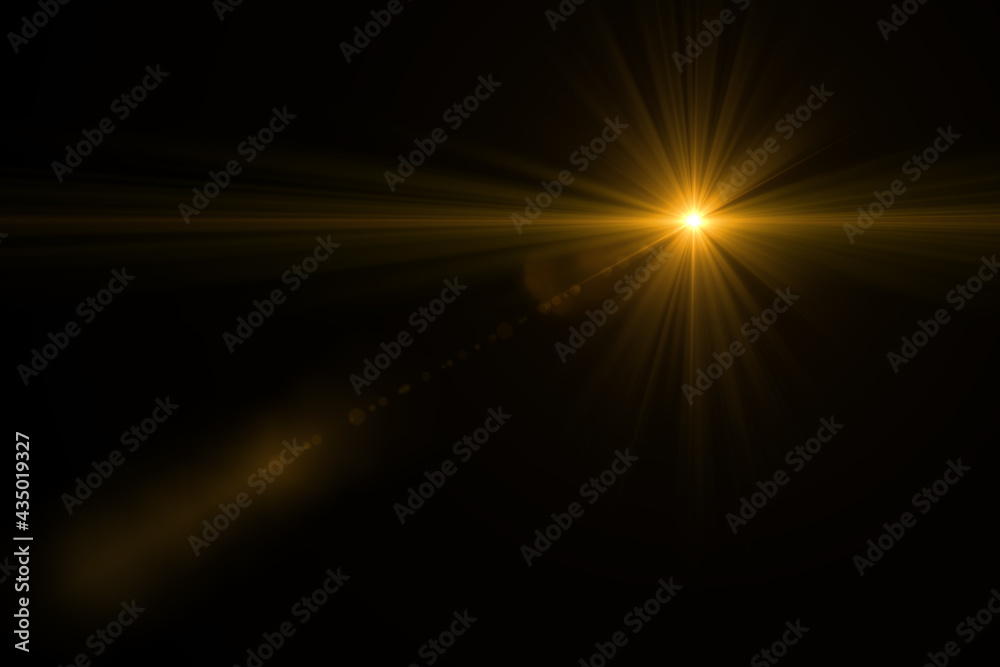 Beautiful lens flare effect on black background