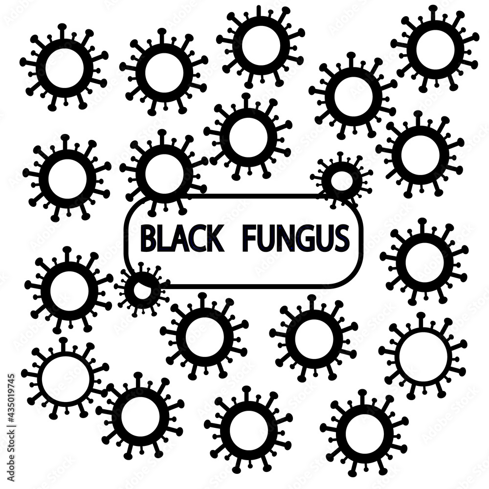 Recently discovered new species of virus that is termed as black fungus virus. Black fungus icon concept vector illustration. Recently discovered new species of virus that is termed as black fungus virus. Black fungus icon concept vector illustration.