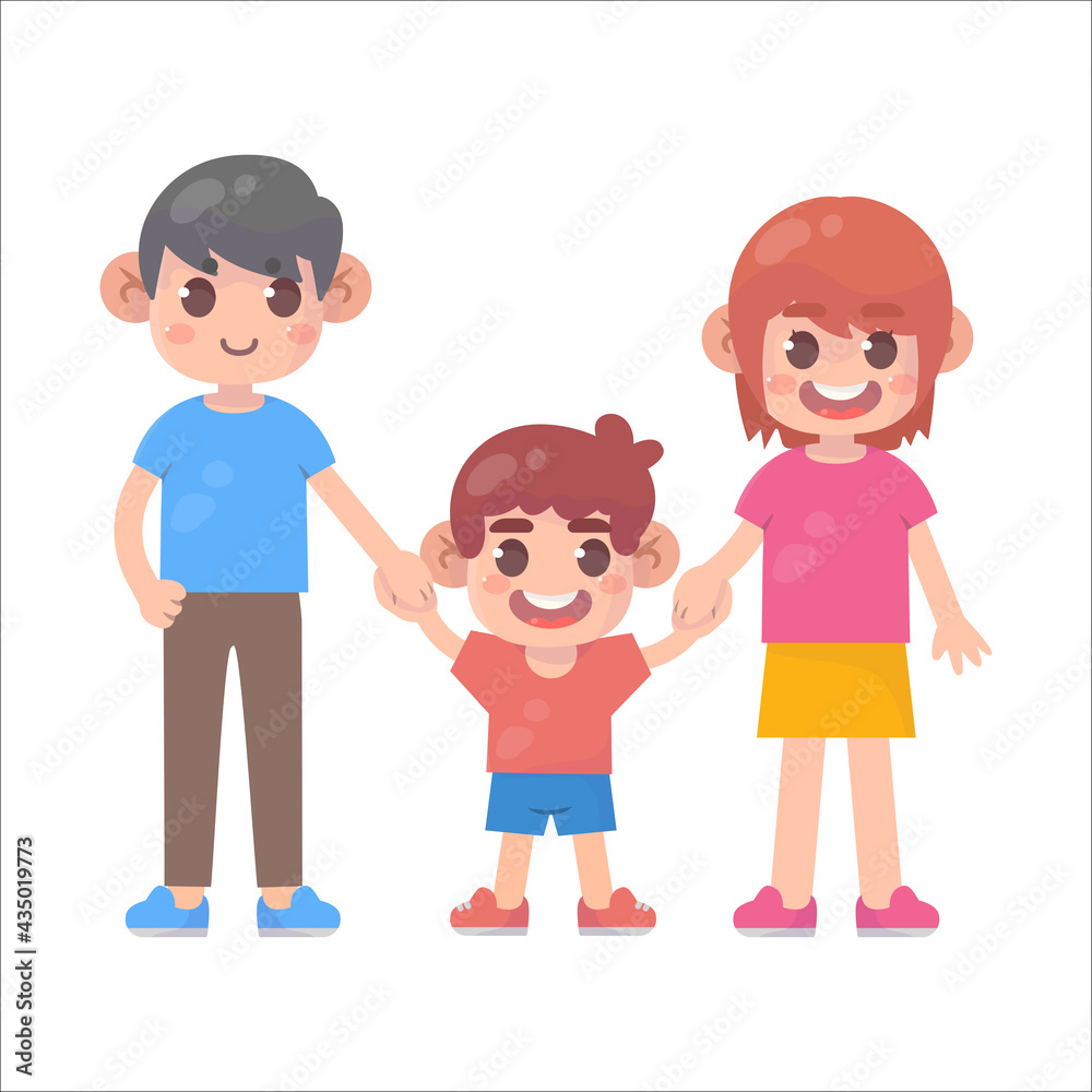 Happy family standing together illustration 