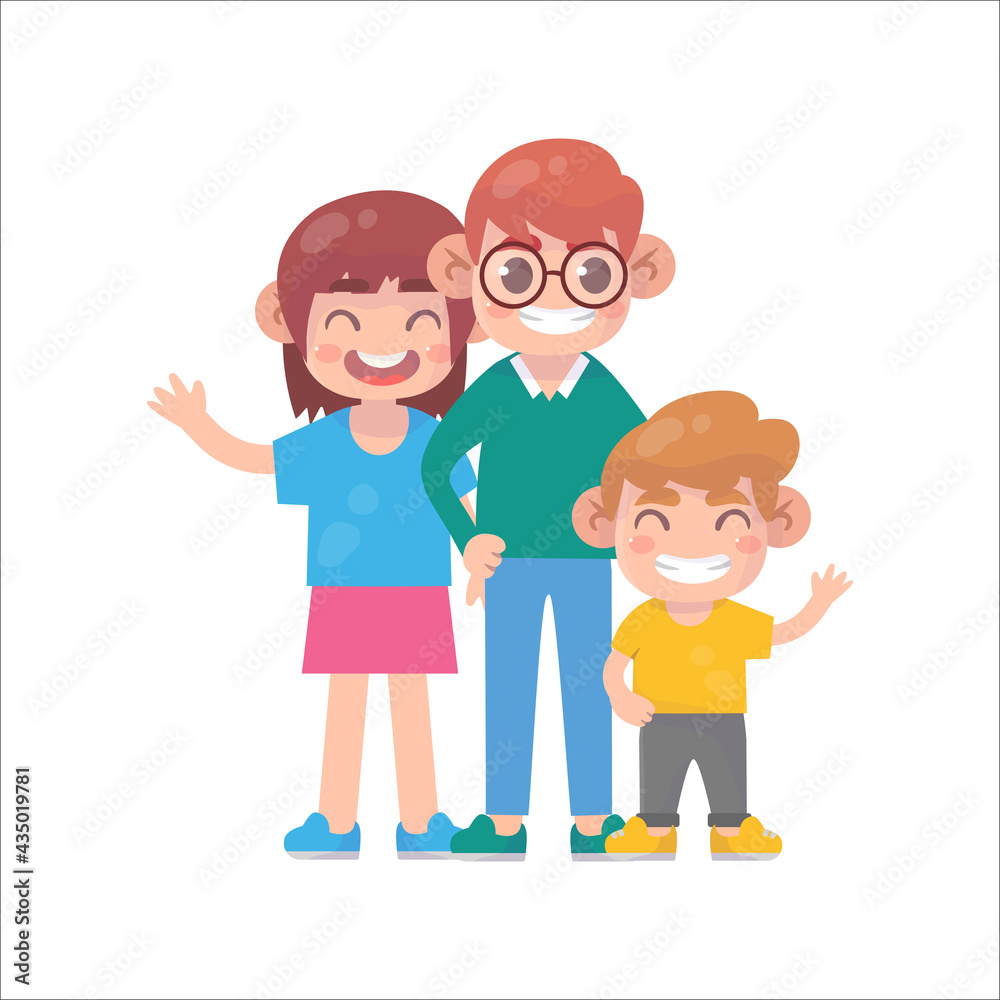Happy family standing together illustration Happy family standing together illustration