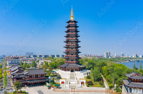 Wanfo Pagoda in Wuzhou ancient city, Jinhua City, Zhejiang Province, China photo