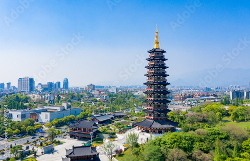 Wanfo Pagoda in Wuzhou ancient city, Jinhua City, Zhejiang Province, China photo