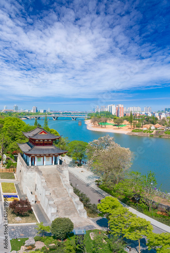 Wanfo Pagoda in Wuzhou ancient city, Jinhua City, Zhejiang Province, China photo