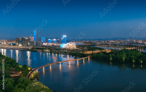 Urban environment of Wuju theater in Jinhua CBD, Zhejiang Province, China photo