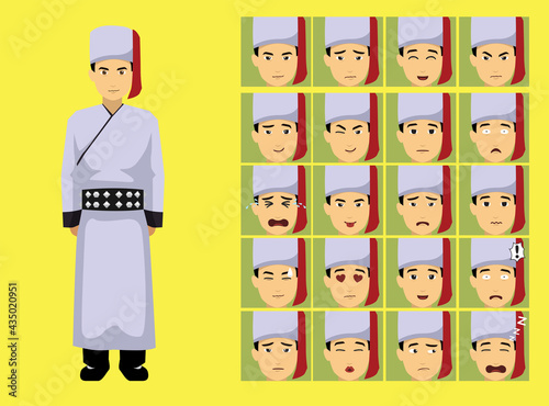 Manga Style Lisu Man Clothes Cartoon Character Emotion