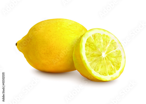 lemon on white background realistic vector 3d
