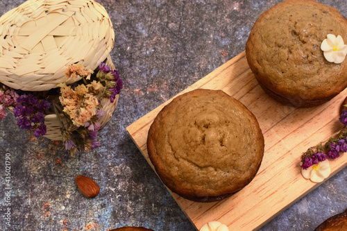 Beautiful homemade banana cupcakes. Homemade desserts.