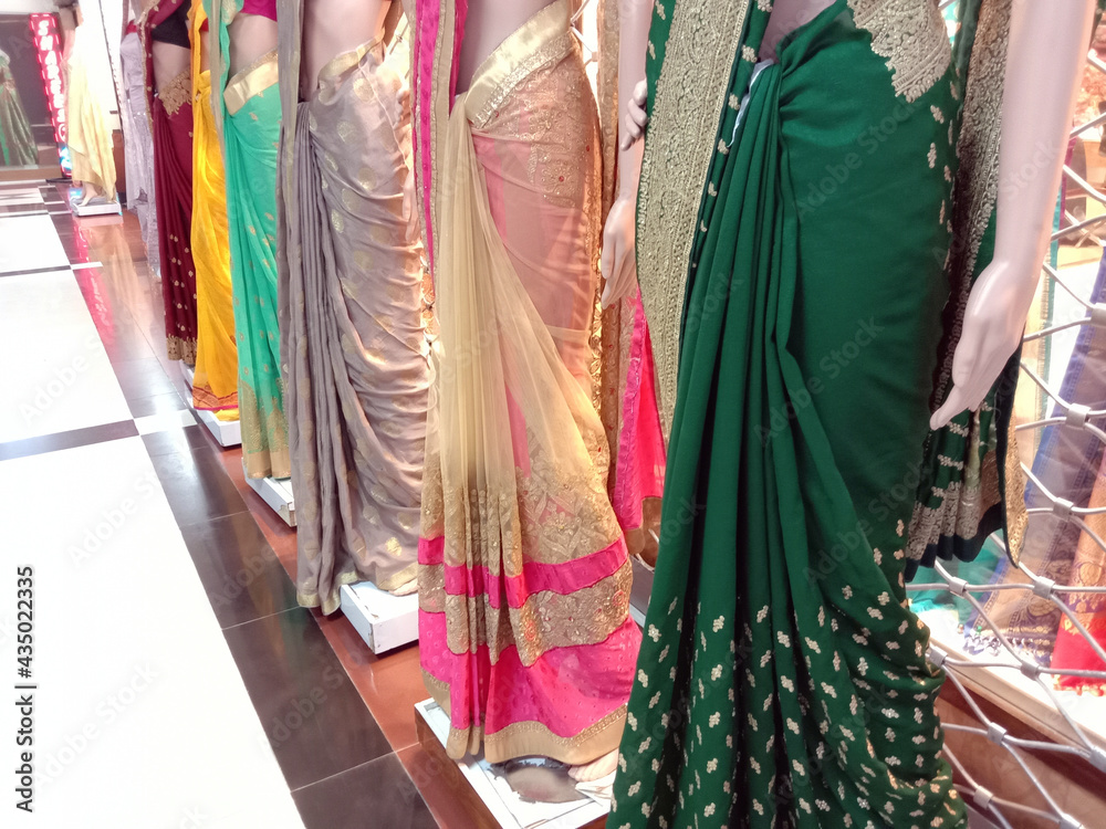 multiple colored saree stock with toy model