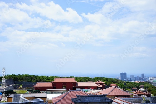 Принти на полотні Aerial view of Naha city from Shurijo castle in Okinawa, japan