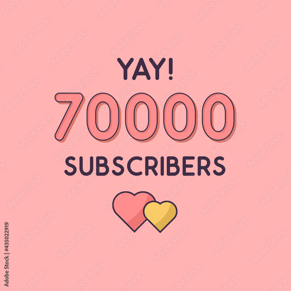 Yay 70000 Subscribers celebration, Greeting card for 70k social Subscribers.