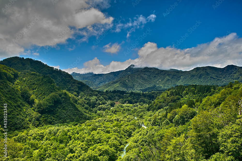 Obraz premium 酷道458号線から望む絶景（山形県 寒河江～肘折） 