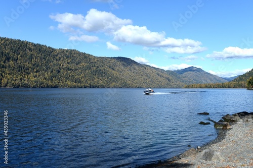 Autumn on Lake Teletskoye. Altai Republic. Western Siberia. Russia