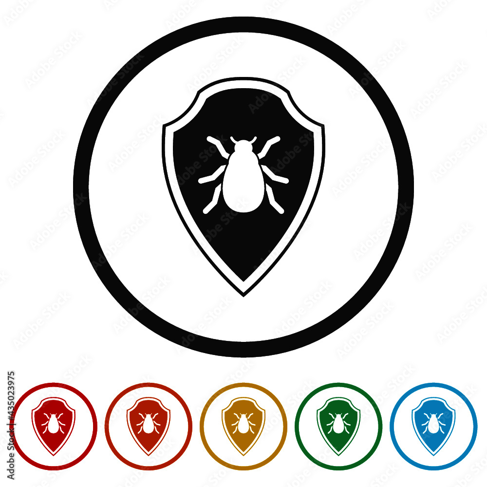 Shield antivirus computer ring icon color set Shield antivirus computer ring icon color set