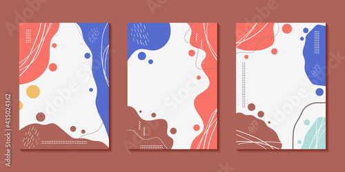 Beautiful pastel social media banner template with minimal abstract organic shapes composition in trendy contemporary collage style	
