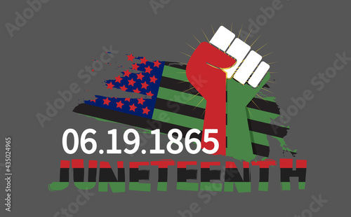 Juneteenth Freedom Day With Ribbon and Flag Vector For Banner Print