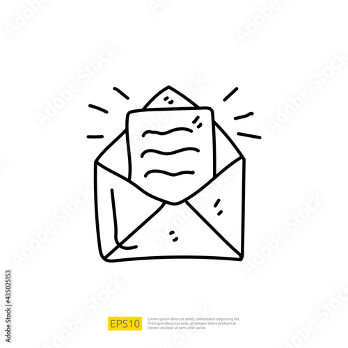 email open icon doodle hand drawn style
