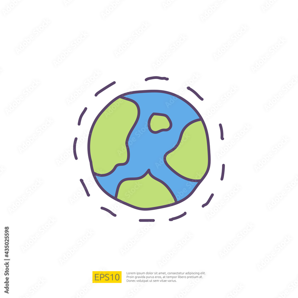 world globe doodle icon sign symbol vector illustration for logistic or travel business and marketing concept