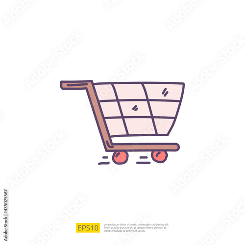 wheel trolly doodle icon sign symbol style vector illustration