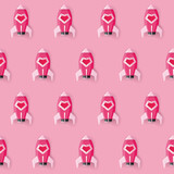 Seamless pattern with pink rocket on pink background, Pattern graphic style