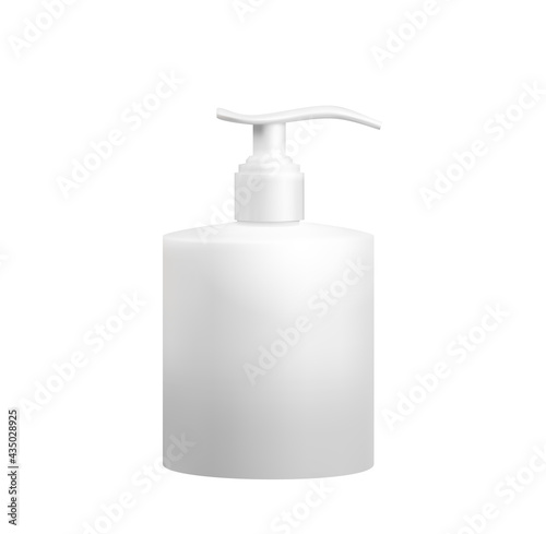 White plastic hdpe bottle with dispenser mockup