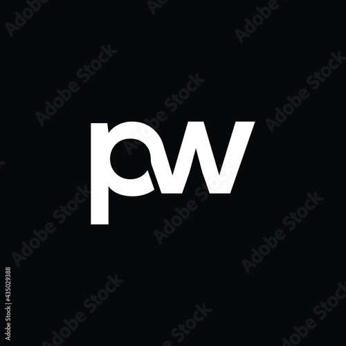 pw letter logo design with black background 