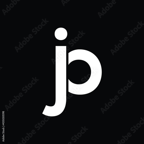 jp letter logo design with black background
