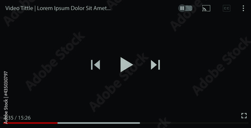 Full screen Video player with button play. Vector illustration