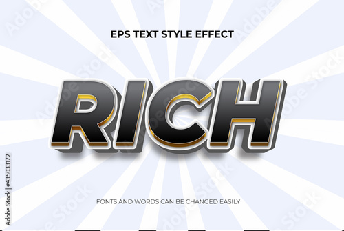 Rich luxury black 3d editable text style effect