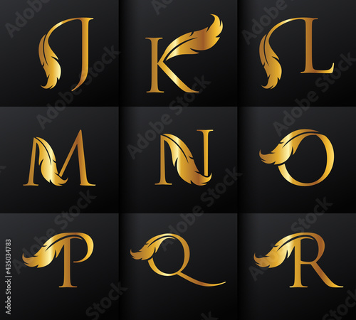 Feather Typeface Monogram Initial Letters