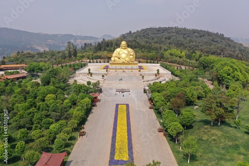 Aerial view of Jinpingshan park and giant Buddha in Mile city near Kunming, in Yunnan - China photo