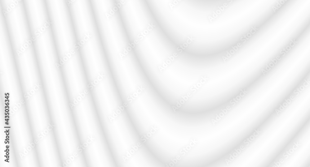Obraz premium Abstract white background with 3D waves pattern, interesting white grey vector background illustration.