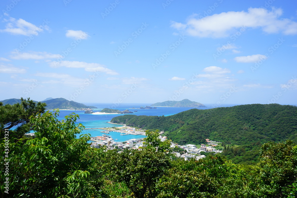 Beautiful blue ocean view from Nita observatory deck in Zamami island, Okinawa, Japan - 沖縄 座間味島 ニタ展望台からの眺望
