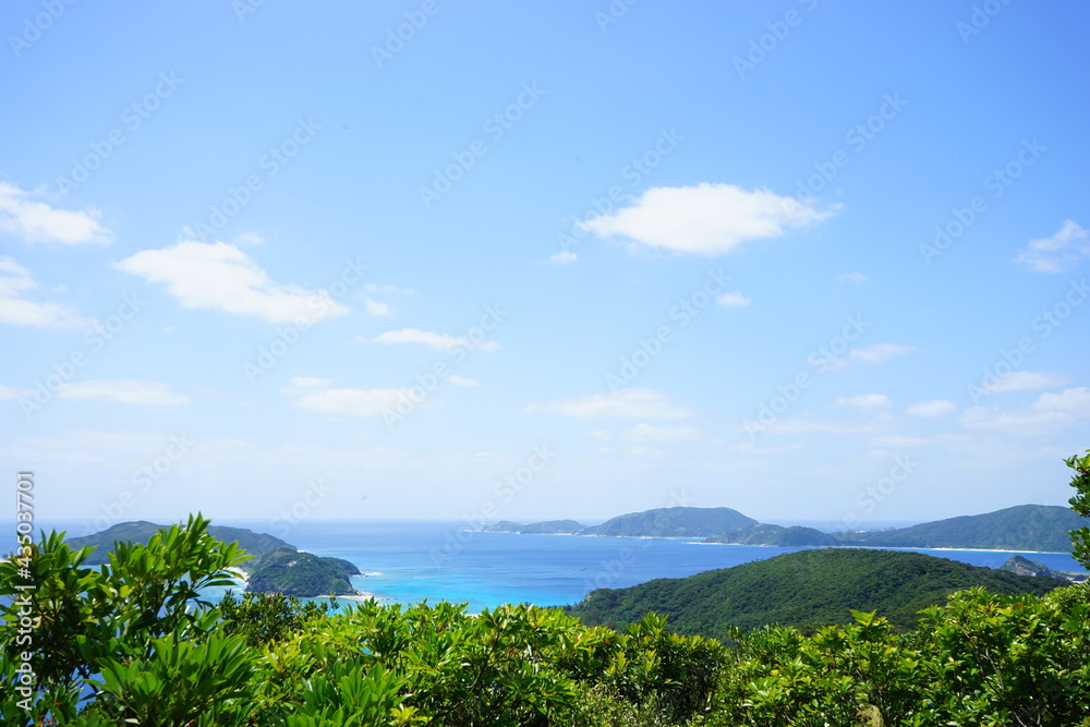 Beautiful blue ocean view from Nita observatory deck in Zamami island, Okinawa, Japan - 沖縄 座間味島 ニタ展望台からの眺望