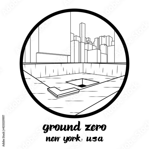 Circle icon Landmark Ground Zero Monument in Newyork USA. icon vector illustration 