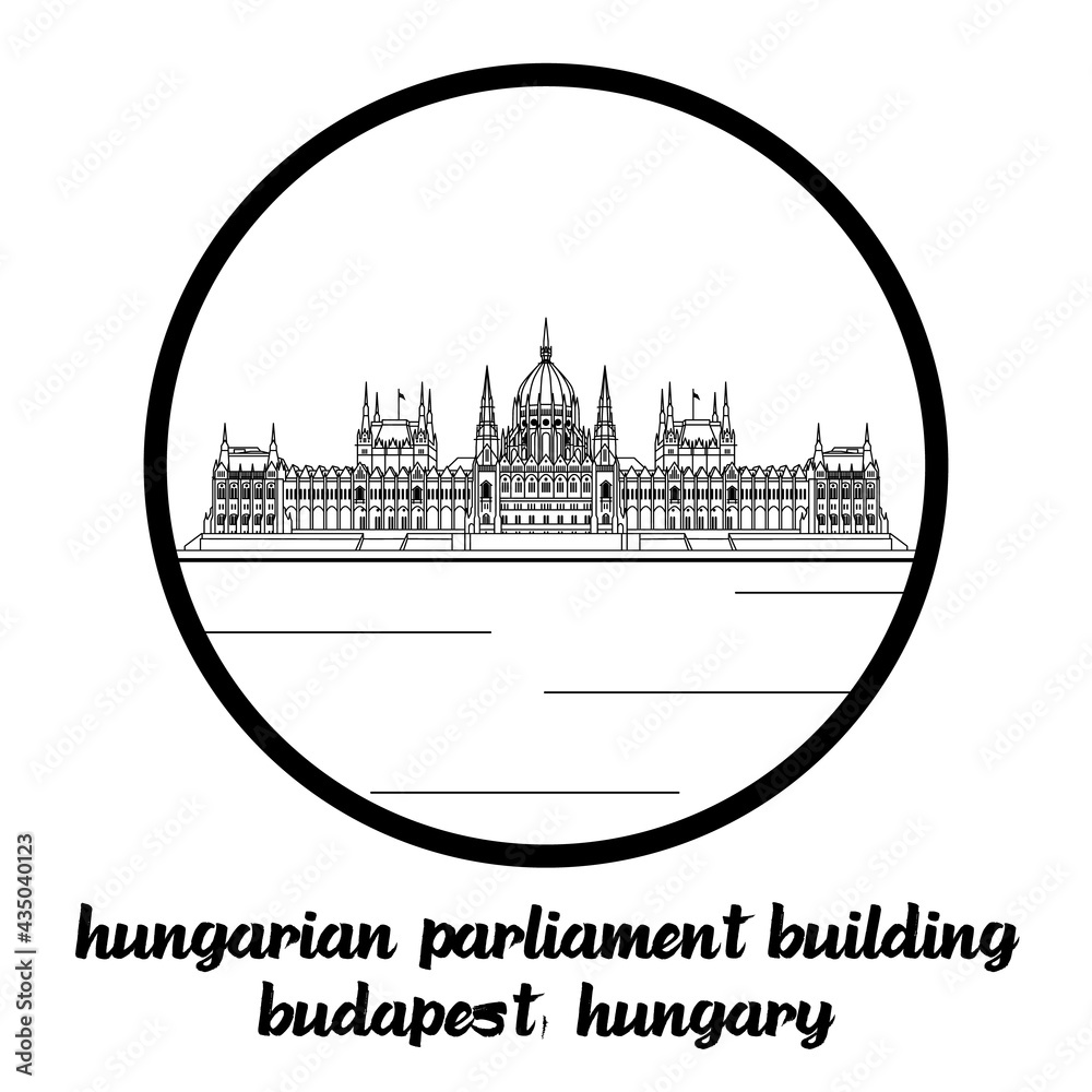 Circle Icon line Hungarian Parliament Building. icon vector illustration