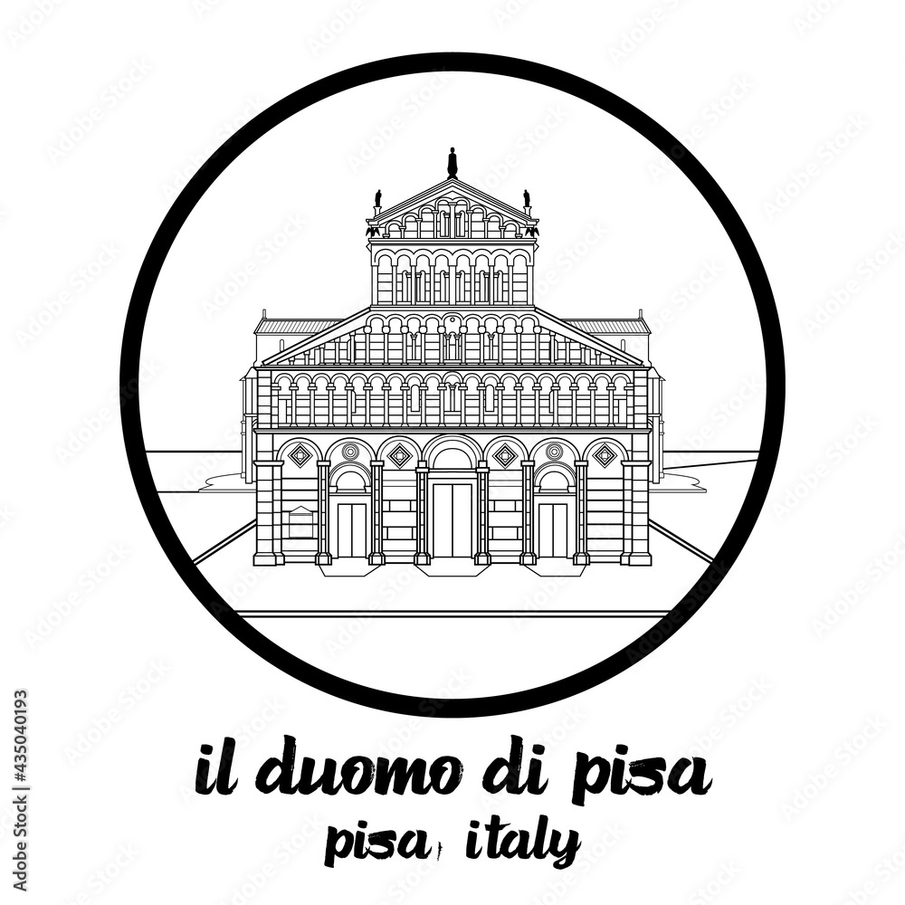 Circle Icon line  Il duomo di Pisa. icon vector illustration 