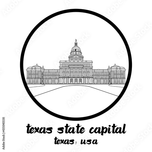 Circle Icon line Texas State Capital. vector illustration