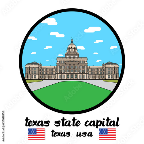 Circle Icon line Texas State Capital. vector illustration