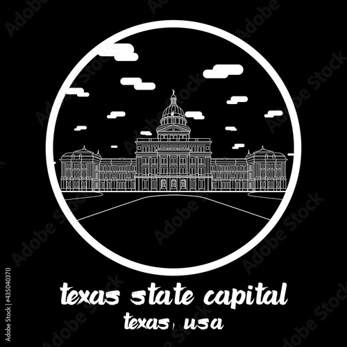 Circle Icon line Texas State Capital. vector illustration