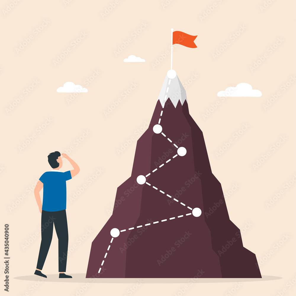 Ταπετσαρία Man stands to look at the flag on top of the mountain
