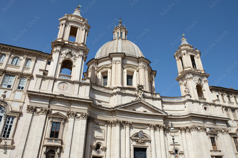 Piazza Navona, is the Basilica of Santa Agnese in Agone in the center of Rome, Italy