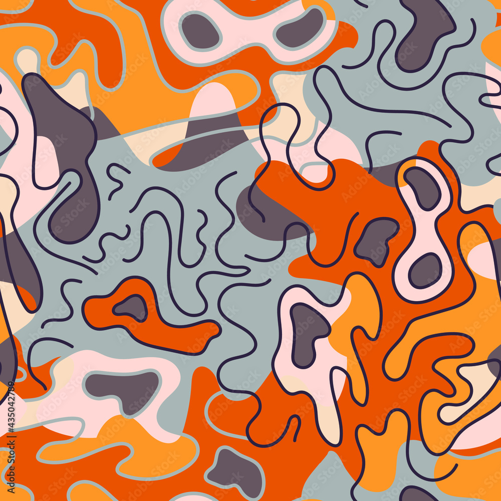 Unique abstract decorative seamless artwork with hand drawn wave shapes and lines Unique abstract decorative seamless artwork with hand drawn wave shapes and lines