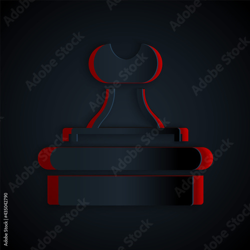 Paper cut Stamp icon isolated on black background. Paper art style. Vector