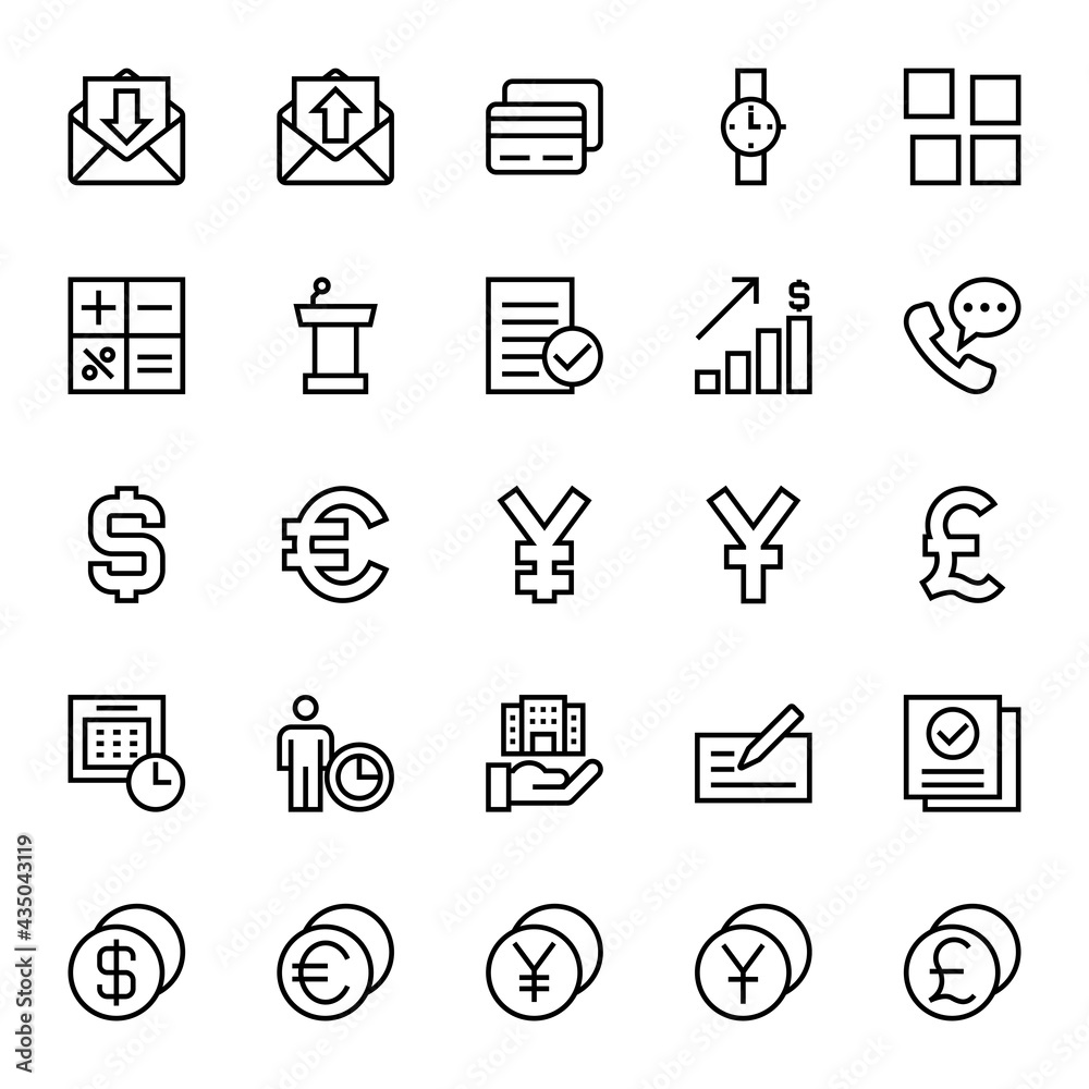 Fototapeta premium Outline icons for business & financial.