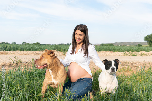 Фотография pregnant girl fucking and kissing her dog in the field