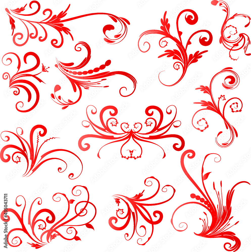 Calligraphic decorative elements with lines Calligraphic decorative elements with lines
