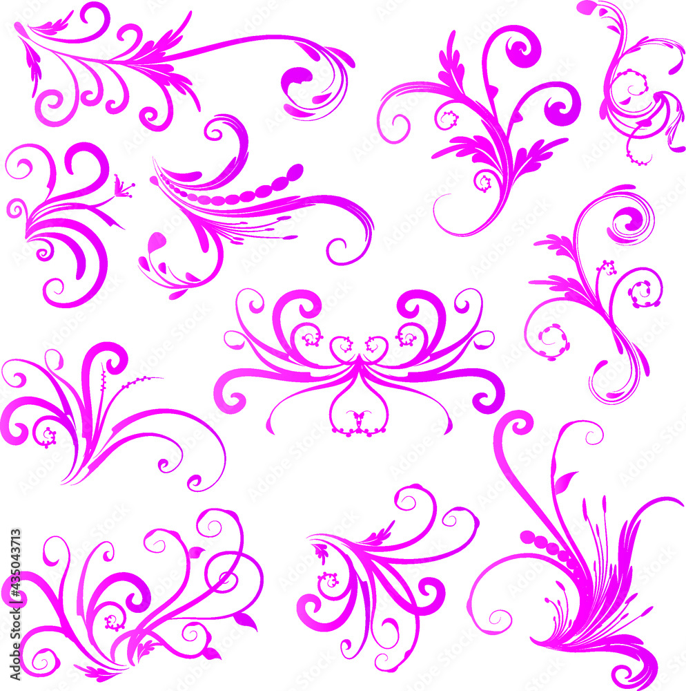 Calligraphic decorative elements with lines Calligraphic decorative elements with lines