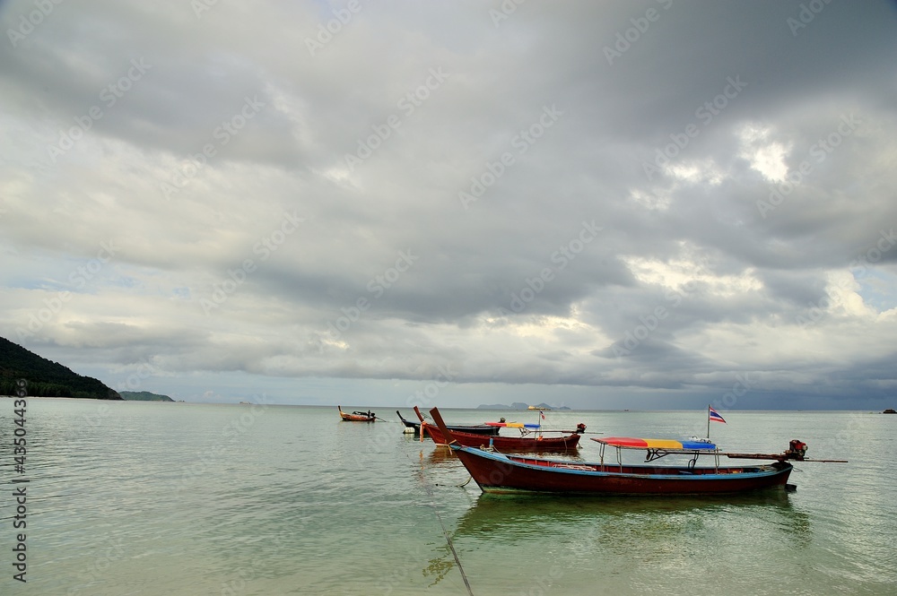 Boat on the beach at Lipe Island , Satun Thailand Boat on the beach at Lipe Island , Satun Thailand