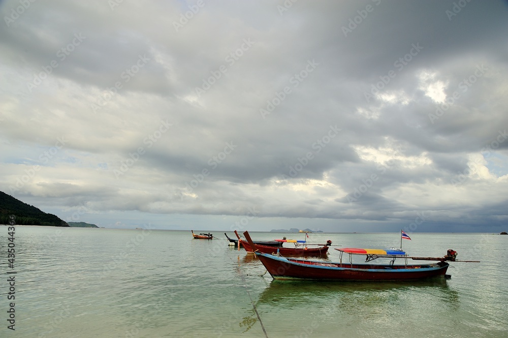 Boat on the beach at Lipe Island , Satun Thailand