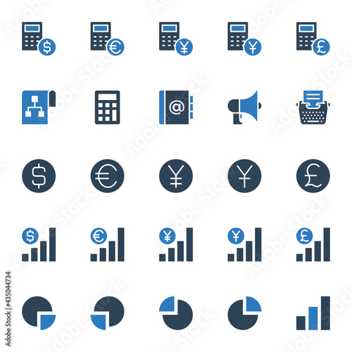 Two color icons for business & financial.